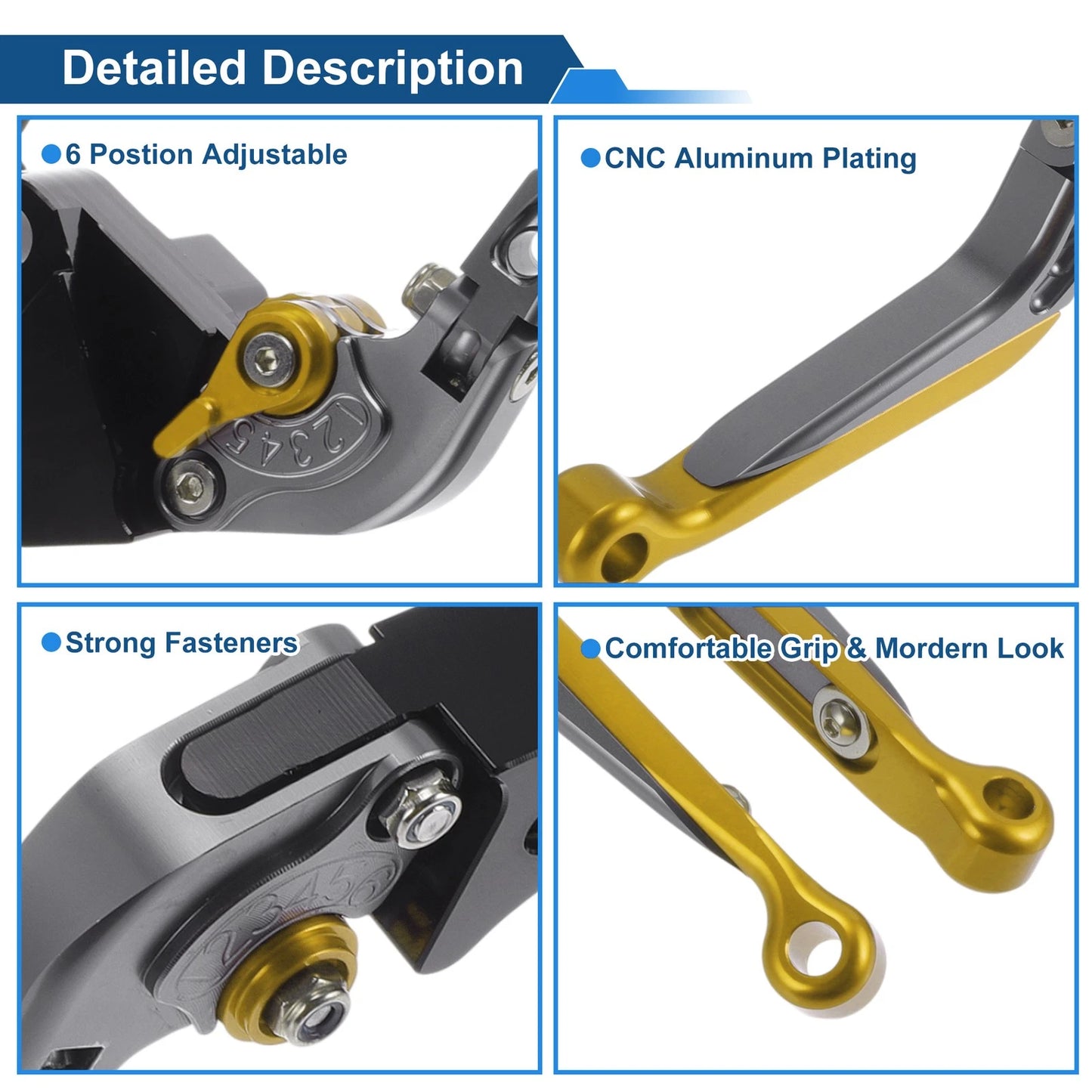 Adjustable Brake Clutch Lever for Kawasaki Z1000SX (2011–2023) Titanium Gold