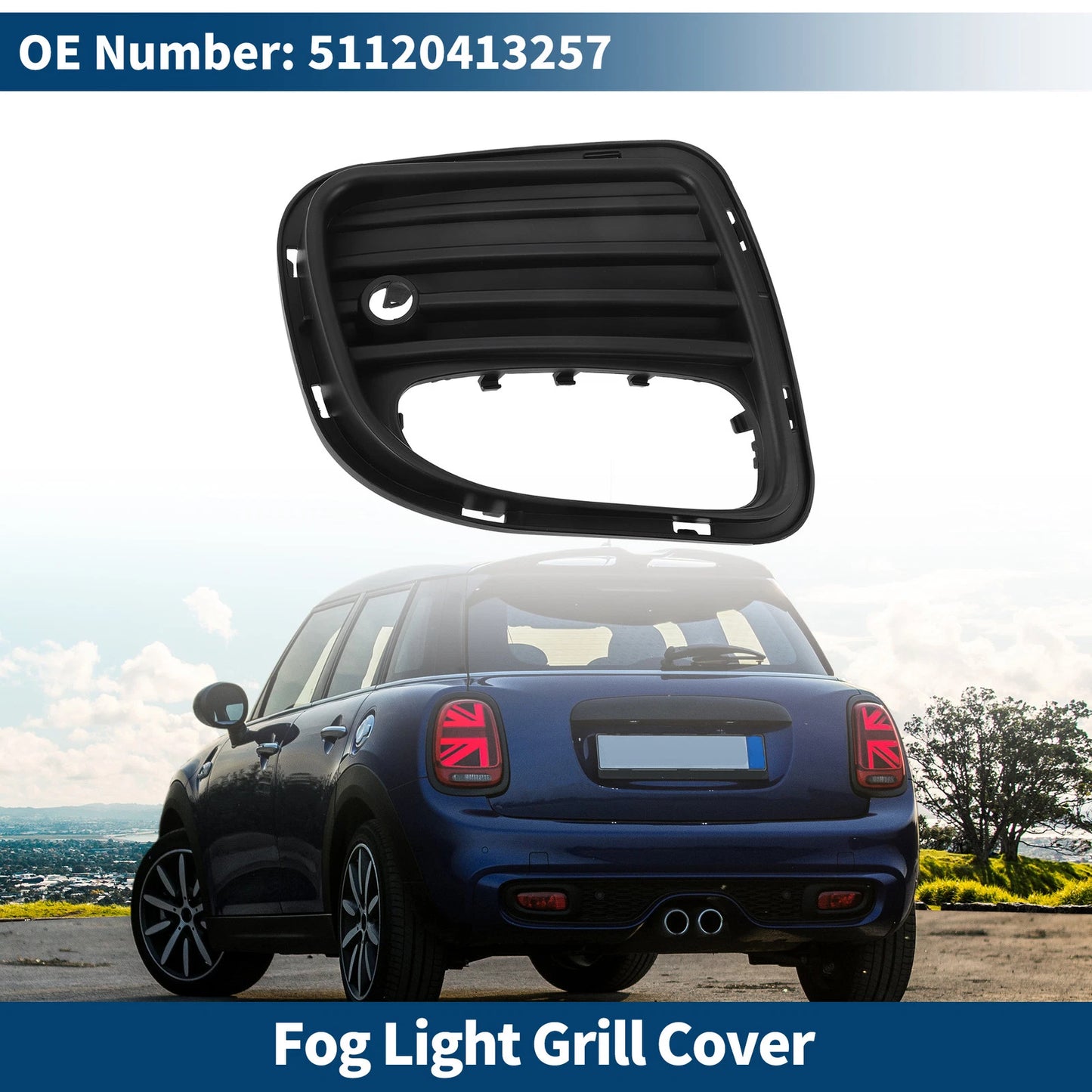 1 Pc Rear Left Fog Light Grill for Mini R56 (2005-2015) Black