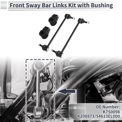 Set of 2 Front Stabilizer Bar Links with Bushings for Nissan Versa (No.K750098)