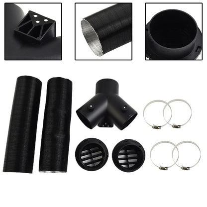 75mm Pipe Ducting Y Piece + Warm Air-Outlet Vent + Hose Clip for Diesel-Heater