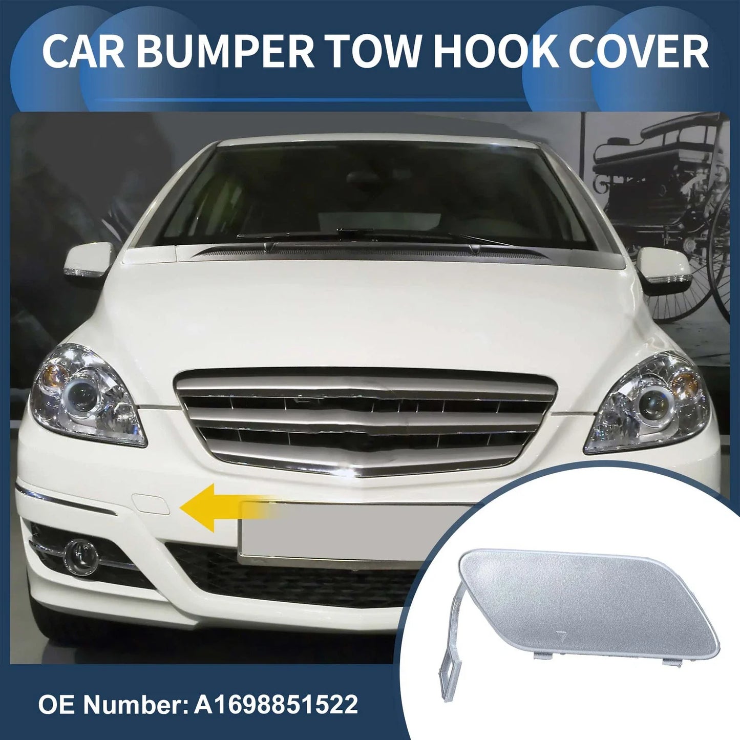 Front Bumper Tow Cover for Mercedes-Benz A-Class (2005-2012) - Landline Blue