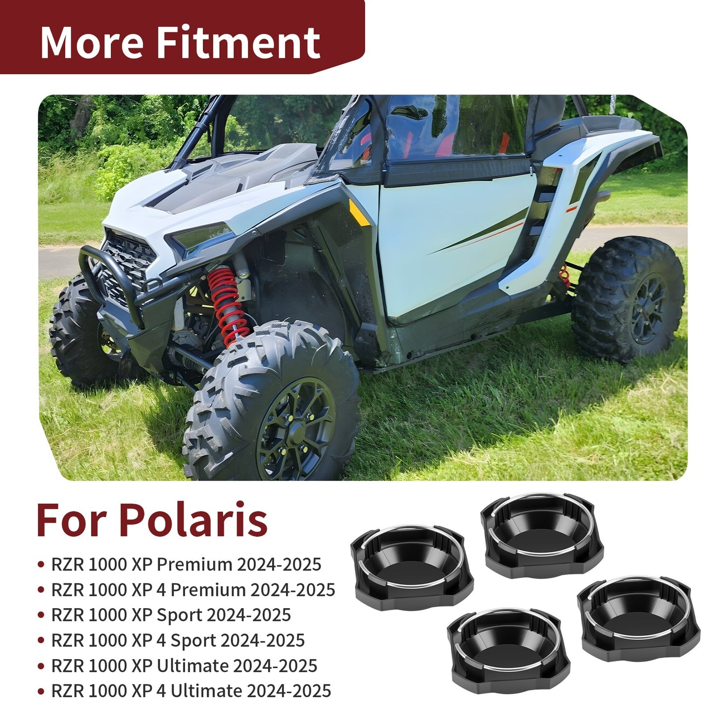 Set of 4 Center Hub Wheel Rim Caps for Polaris RZR XP 4 1000 (2024–2025)
