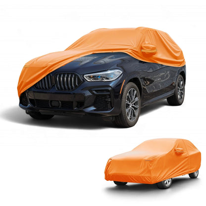 Car Cover 210D-PU Waterproof All Weather for BMW X5 Orange Zipper