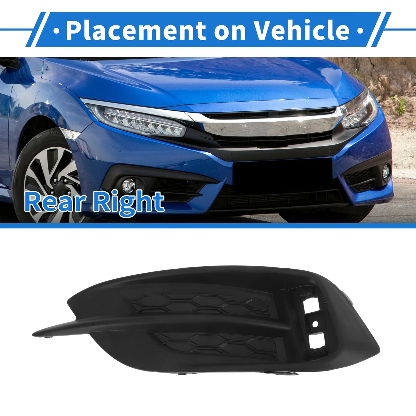 Rear Right Fog Light Grill No. 71503TEAT00 for Honda Civic (2016–2021)