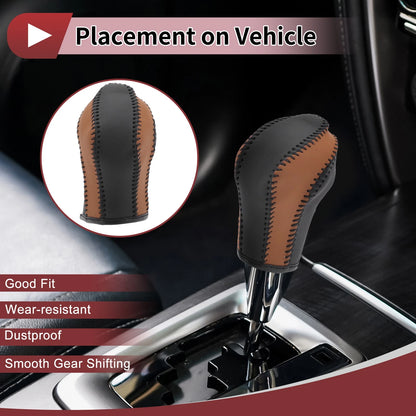 Gear Shift Knob Cover for Nissan Maxima (2016–2023) Black Brown Faux Leather