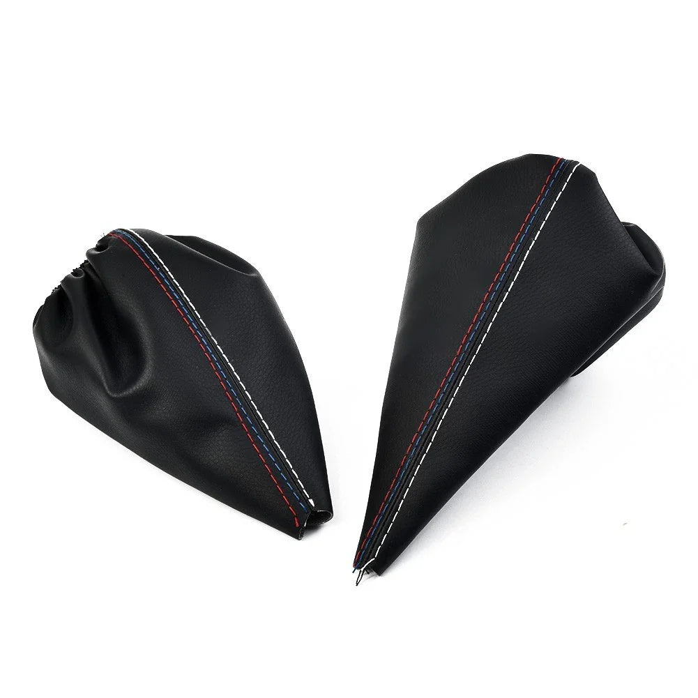 Set Gear Shift Knob and Handbrake Gaiter Black PU Leather for 3 Series E36