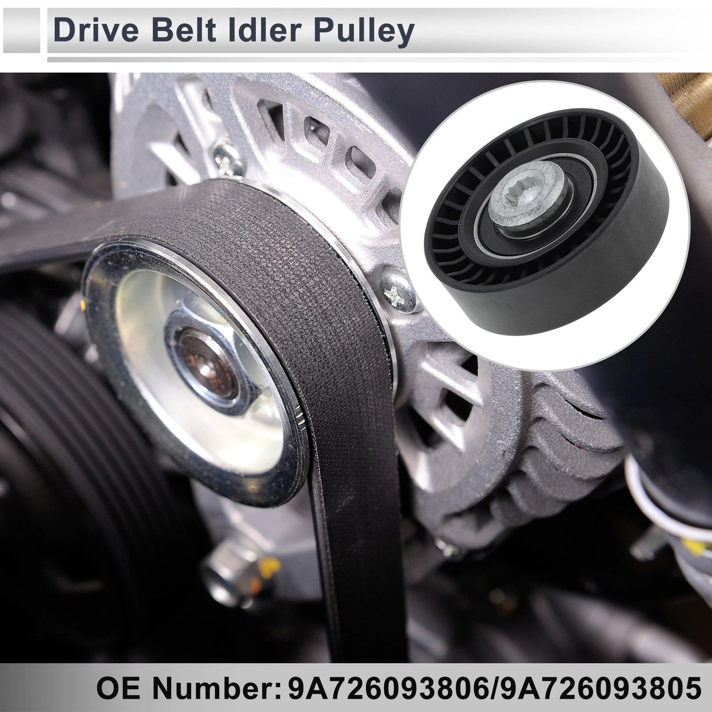 Drive Belt Idler Pulley for Porsche Cayenne (2020–2024) No. 9A726093806 Black