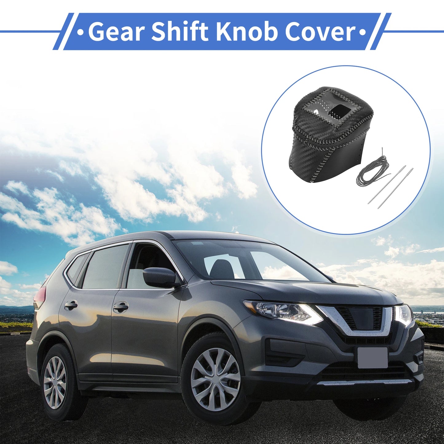 Gear Shift Knob Cover for Nissan Rogue (2021–2024) Black Carbon Fiber