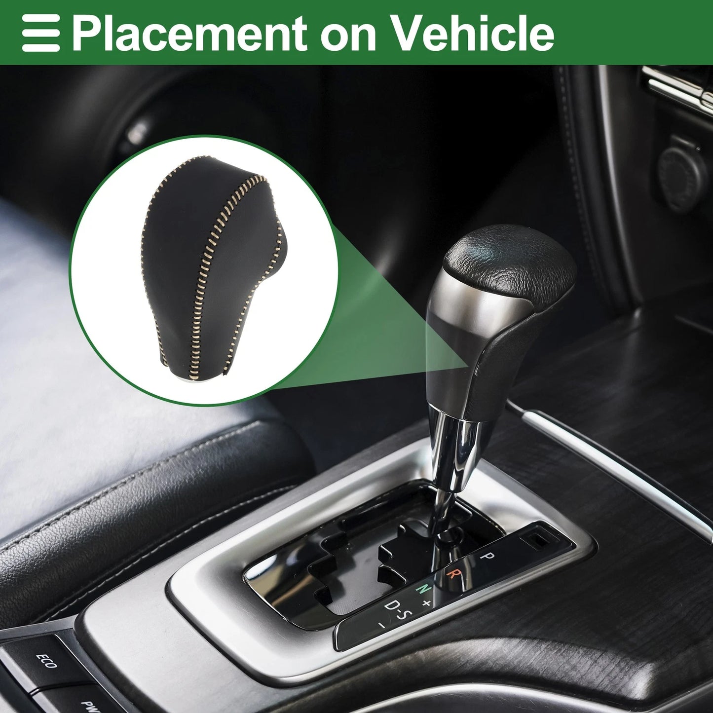 Gear Shift Knob Cover for Subaru Forester (2014–2017) Black Beige Faux Leather