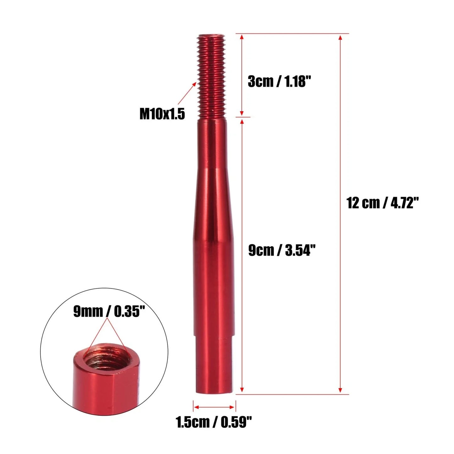 Gear Shift Knob Extender for Honda Civic & Fit (M10X1.5) Red