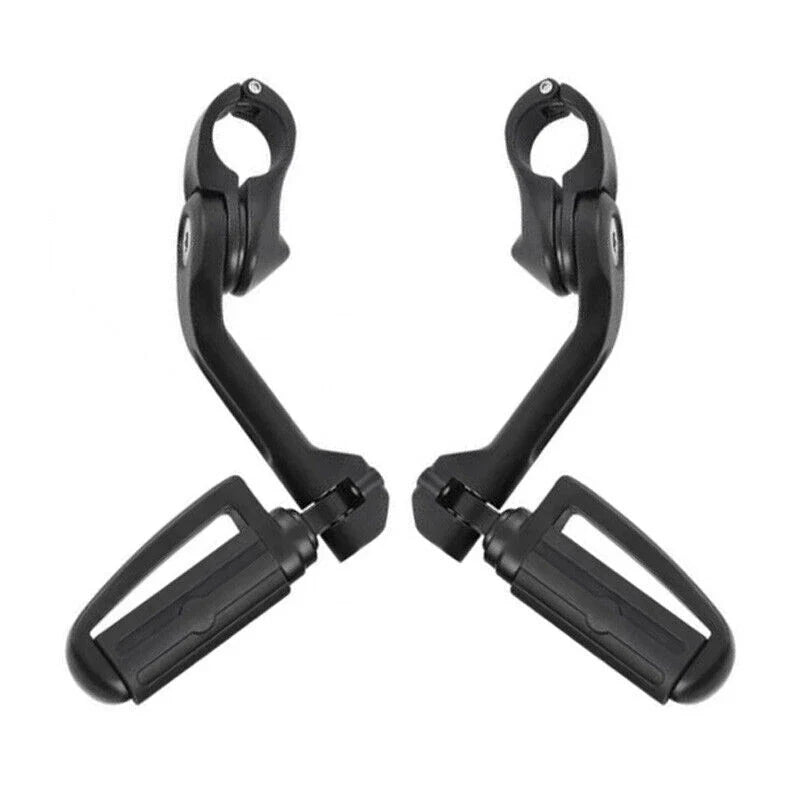 1 1/4 in Highway Bar Footpegs Long Angled Mount Kit for Motorcycle Matte Black
