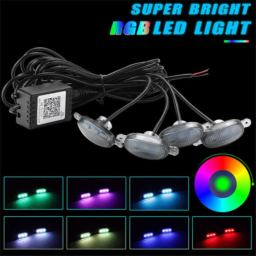 4 x RGB LED Front Grille Lights for Toyota Ford RAM Pickup (2015-2023)