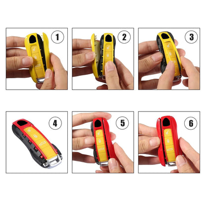 Red Painted Key Cover Fob Shell for Porsche Panamera Cayenne Taycan (2010-2023)