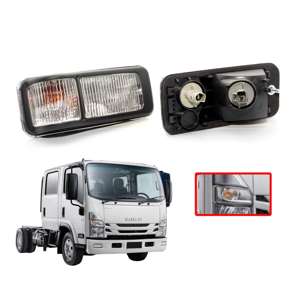 Set of 2 Side Marker Signal Lamps for Isuzu ELF Truck NPR NQR NNR (24V)