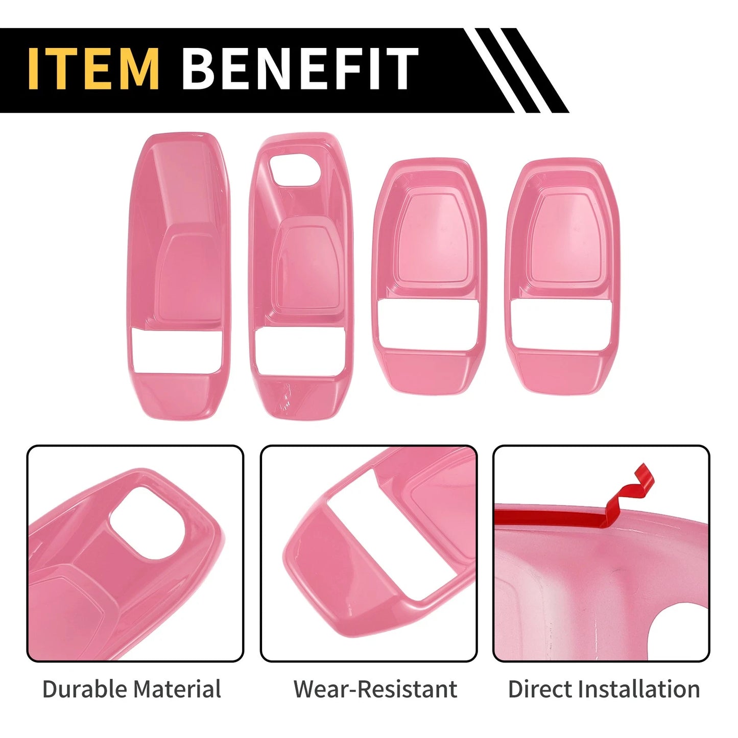Set of 4 Interior Door Handle Bowl Cover Trims for Jeep Wrangler JL (2018–2023)