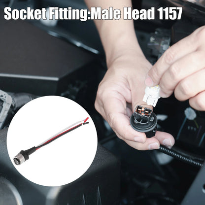 Set of 4 Male 1157 Pigtail Socket Wire Harness Connectors for Turn Signal Lights