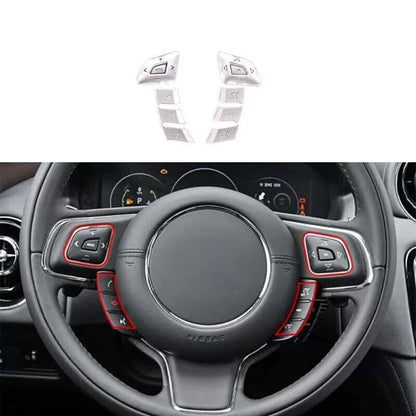 Silver Alloy Steering Wheel Button Sticker Trim for Jaguar XJL (2010–2019)