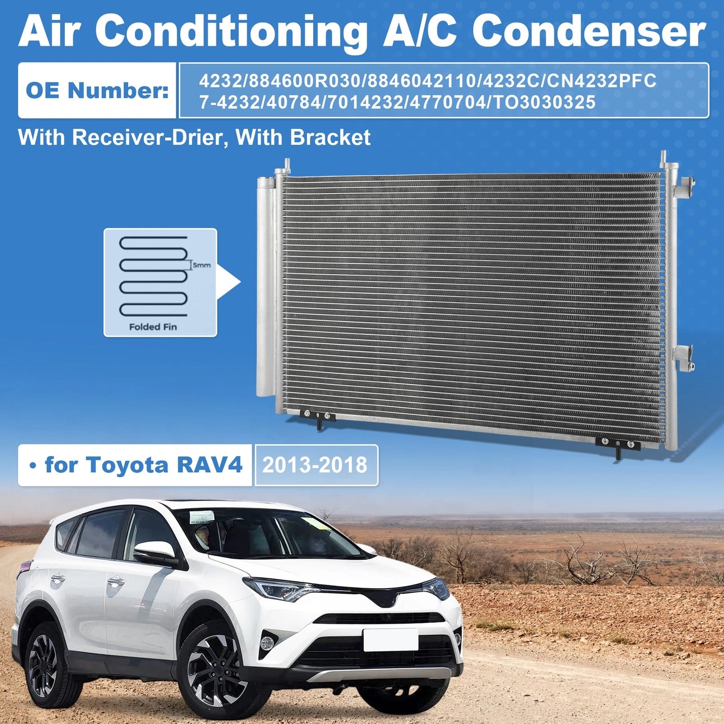 A/C Condenser with Receiver Drier for Toyota RAV4 (2013–2018)