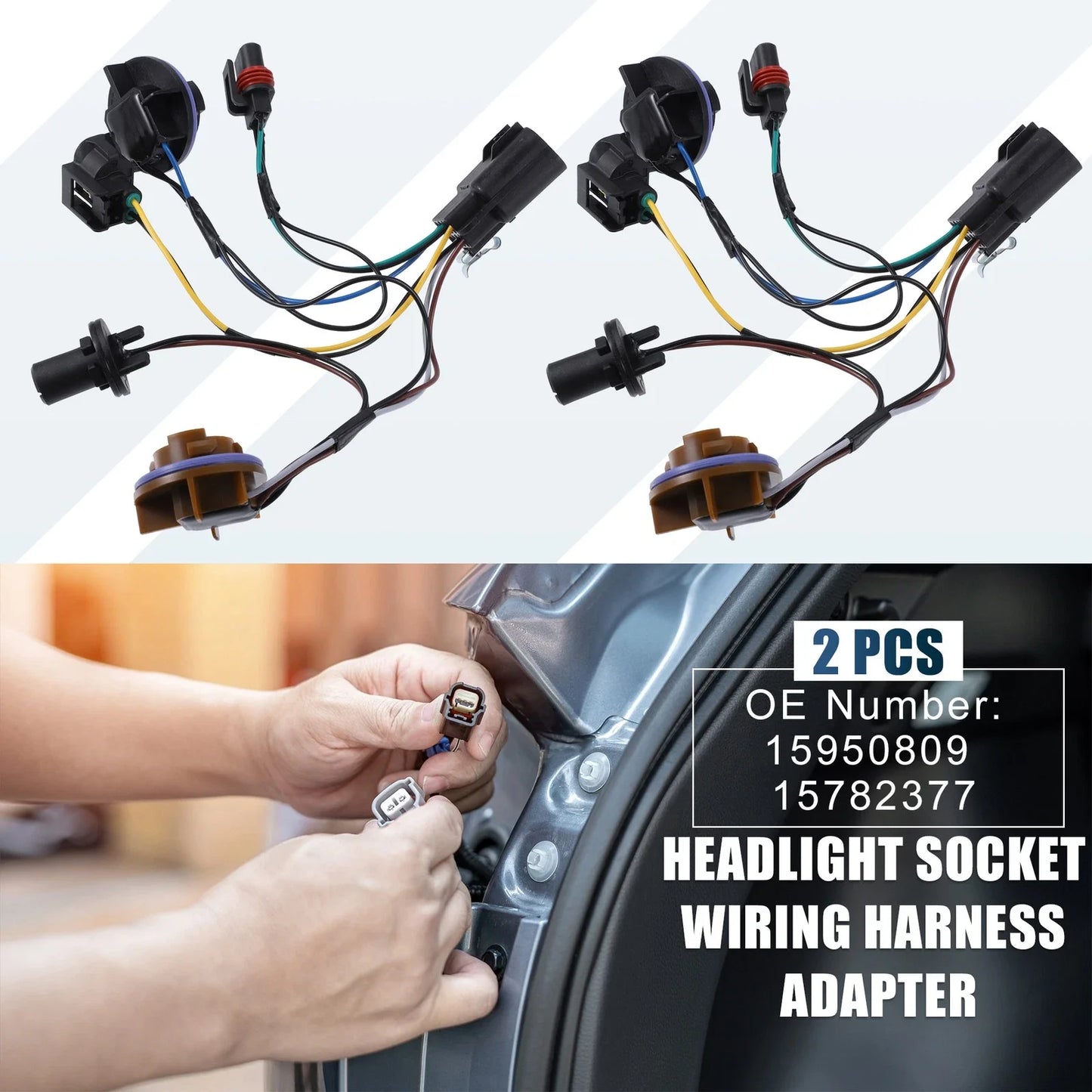 2 x Headlight Socket Adapters for Chevy Suburban Tahoe (2007-2014)