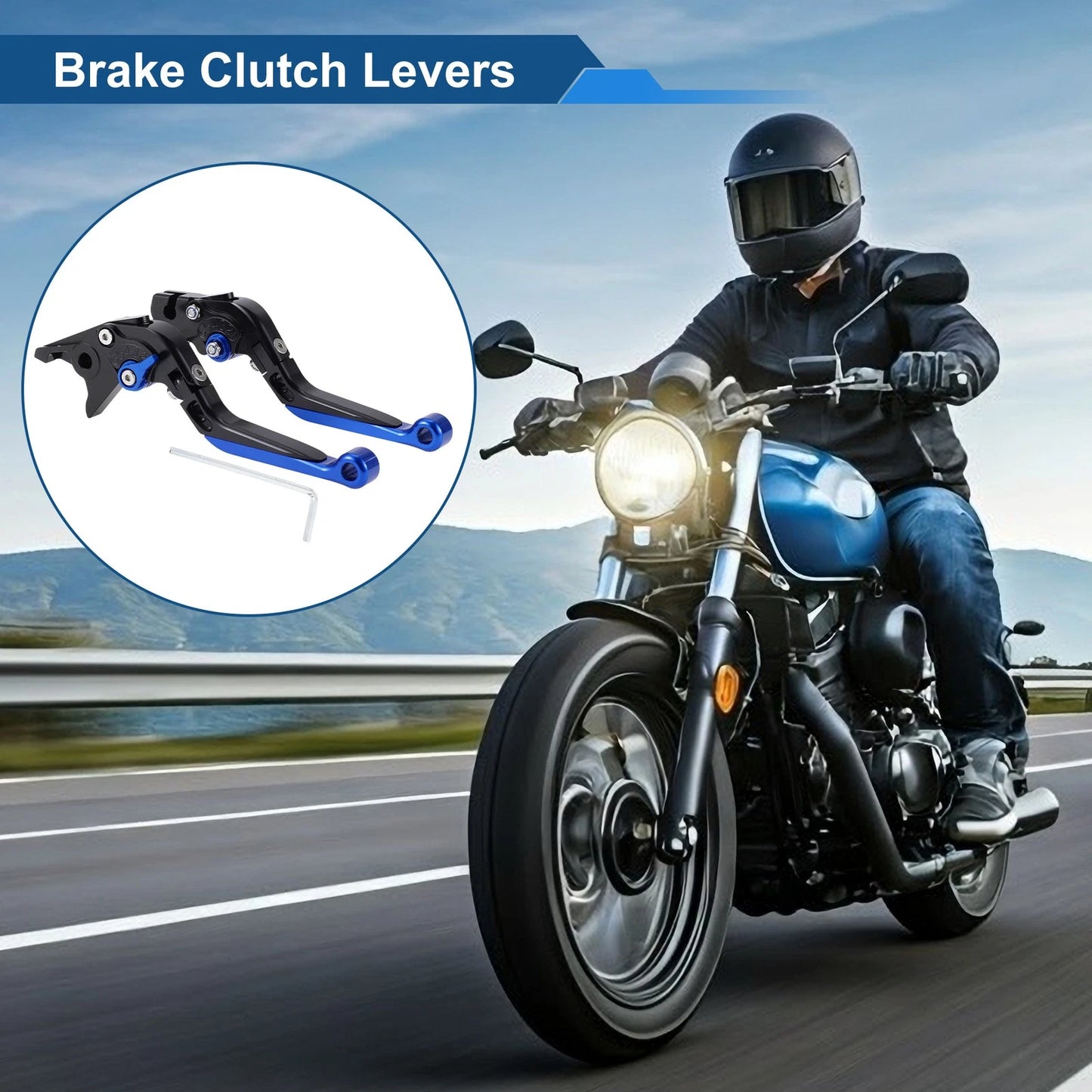Adjustable Brake Clutch Levers Set for Yamaha YZF R1 (2002–2003) Black Blue