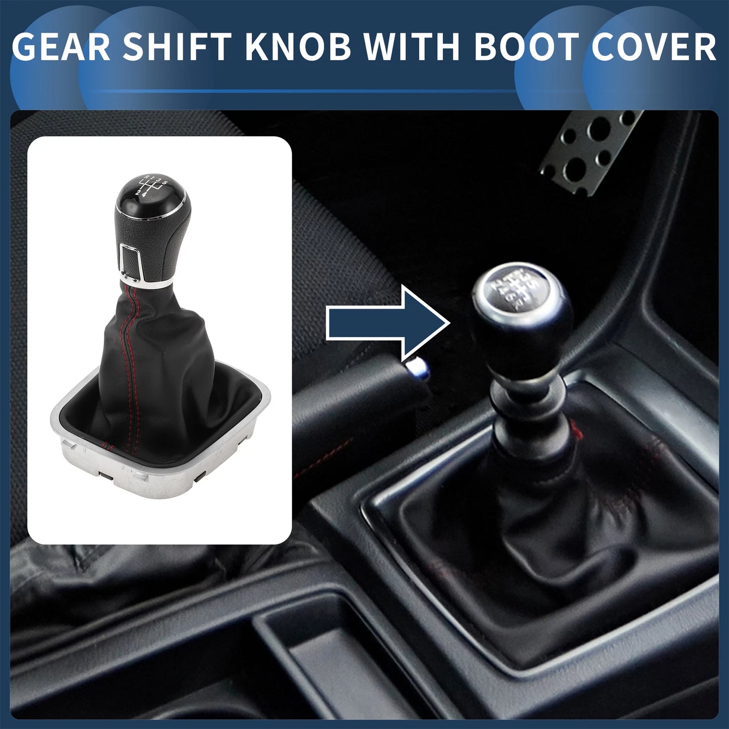 5 Speed Gear Shifter Knob with Cover No.6R0711113T for VW Polo (2014–2017)