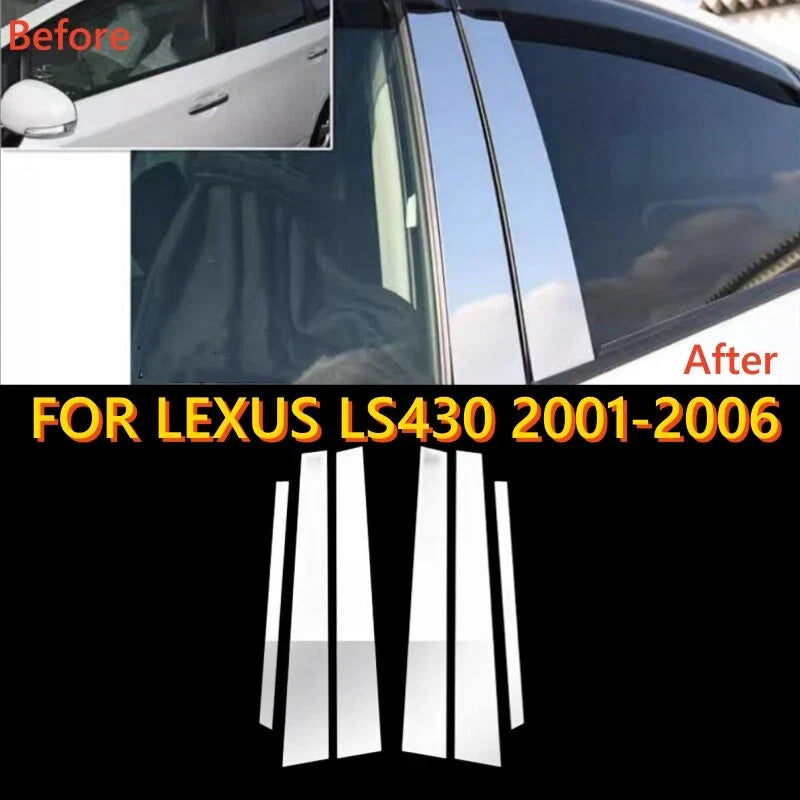 Acrylic Chrome Window Door Trim Pillar Posts Cover for LEXUS LS430 (2001–2006)