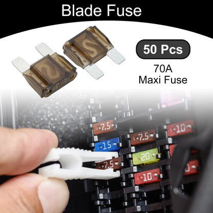 Set of 50 Maxi Fuse 70A Blade Fuses for Car Boat Truck RV Motorcycle