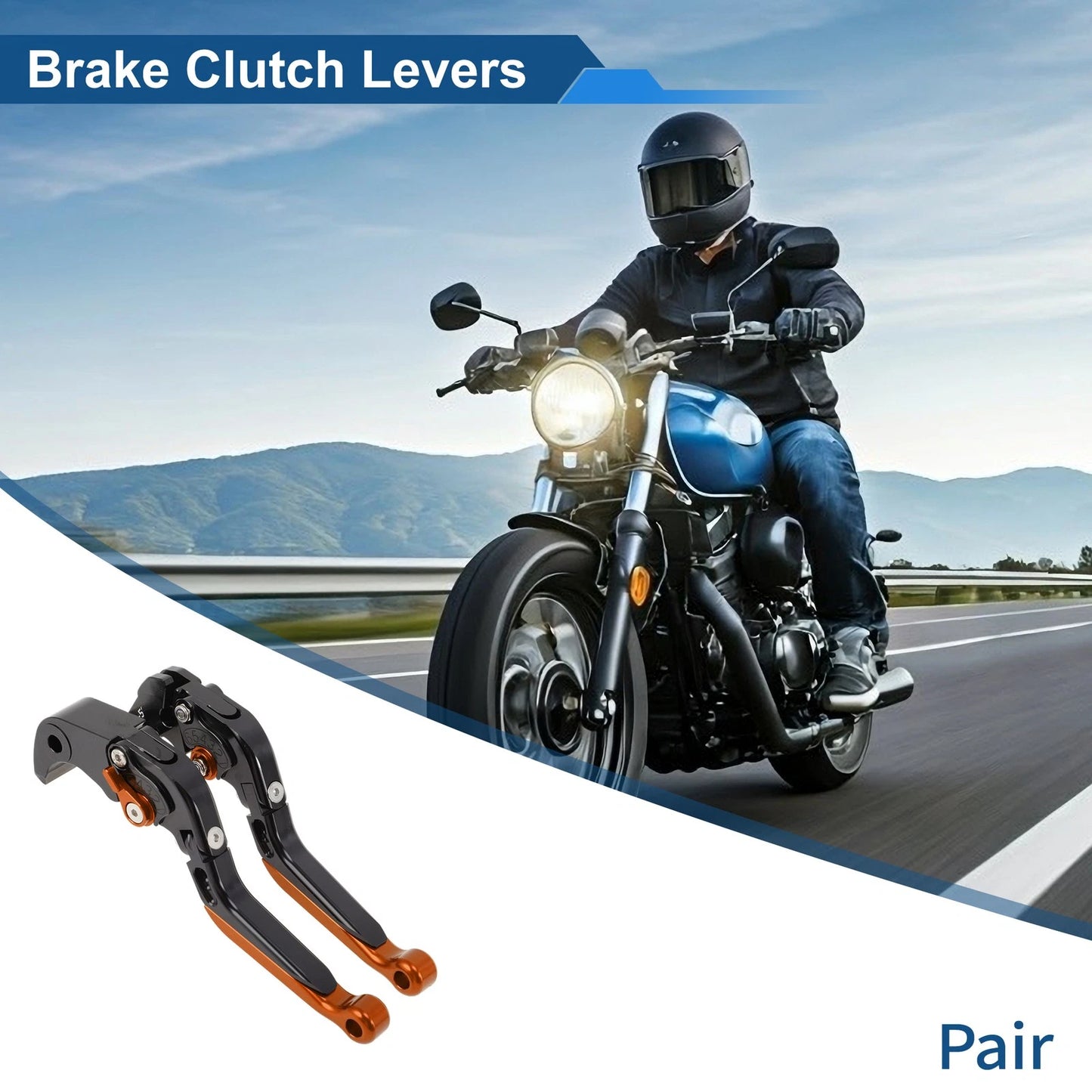 Short Long Brake Clutch Levers for Suzuki GSX-S1000/F/S/ABS (2015–2020) Black Orange