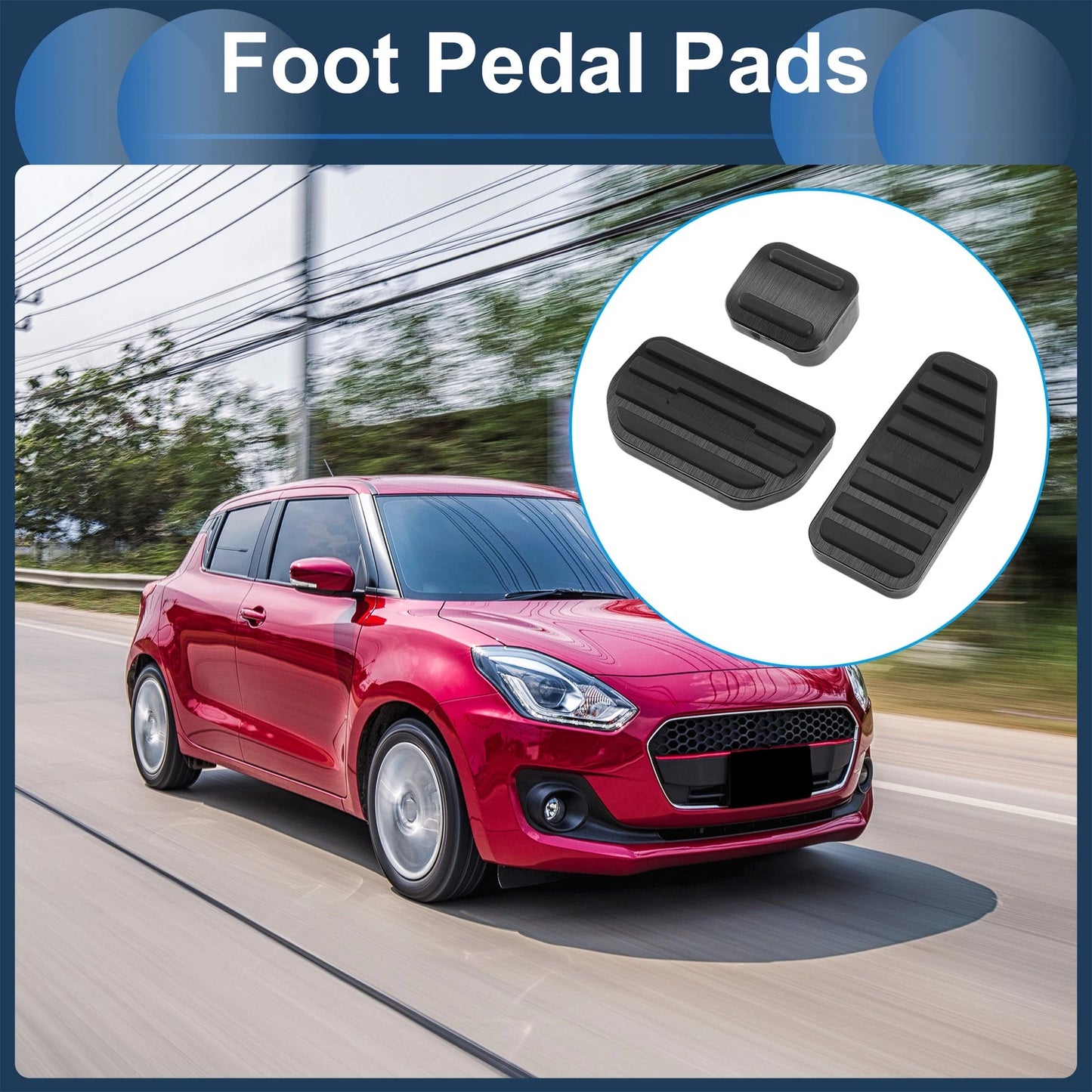 3 Pcs Accelerator Pedal Covers for Suzuki Swift (No Mark, Black)