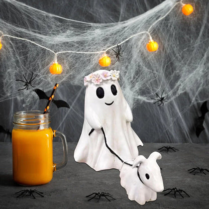Cute Halloween Ghost Walking Dog Statue Decorations for Indoor Outdoor