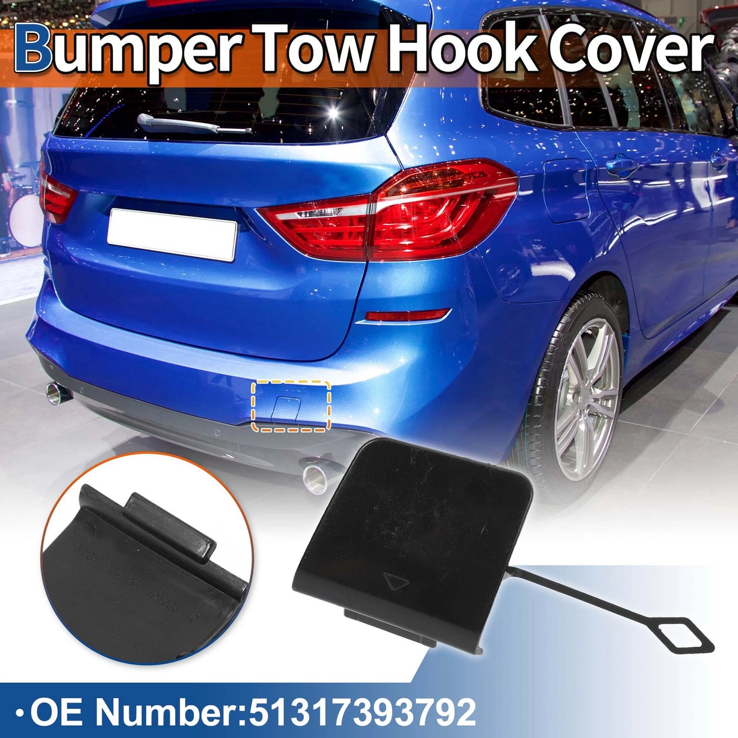 Rear Tow Hook Cover for BMW 2 Series F45 (2014–2021) No. 51317393792 Unpainted