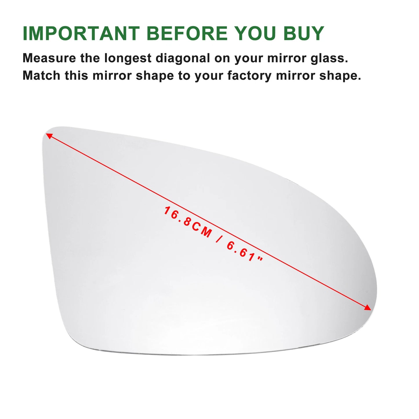 Convex Right Side Mirror Glass Replacement for Audi A2 (2000–2005)