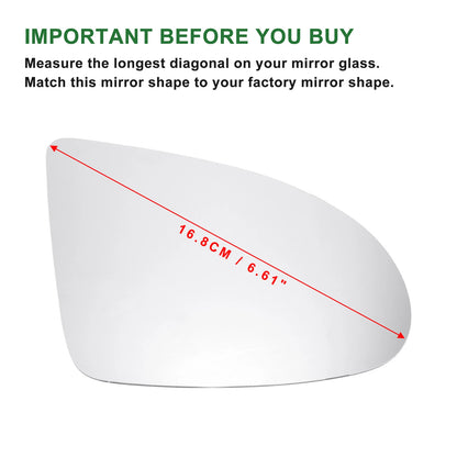 Convex Right Side Mirror Glass Replacement for Audi A2 (2000–2005)