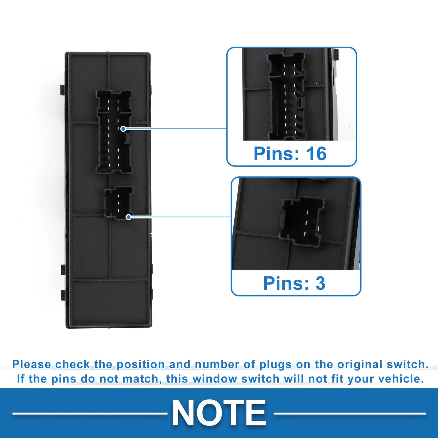 Front Driver Side Power Window Switch for Nissan Murano (2015–2024) No. 254015AB0A