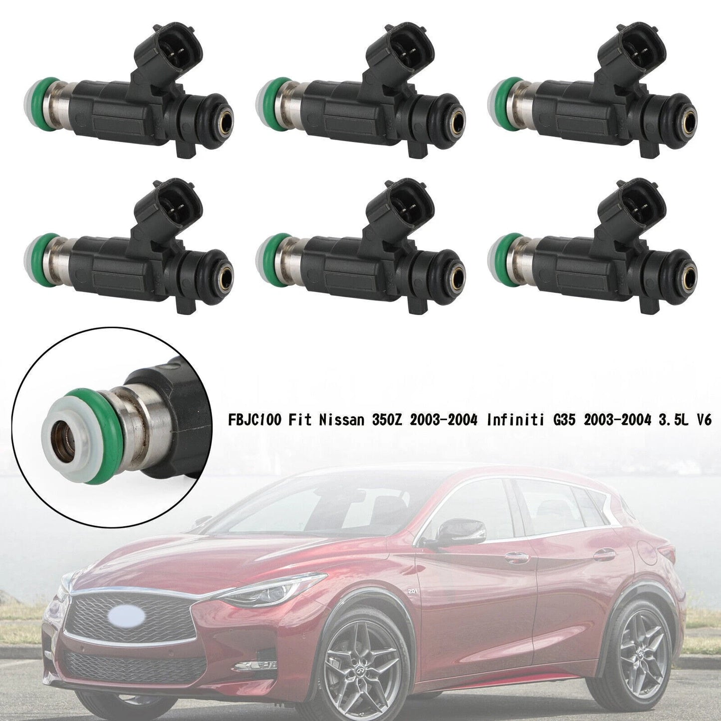 6X Fuel Injectors FBJC100 for Nissan 350Z (2003–2004) & Infiniti G35 (2003–2004)