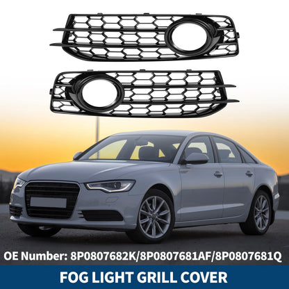1 Pair Front Fog Light Grill for Audi A3 (2003–2012) No. 8P0807682K/8P0807681AF Black