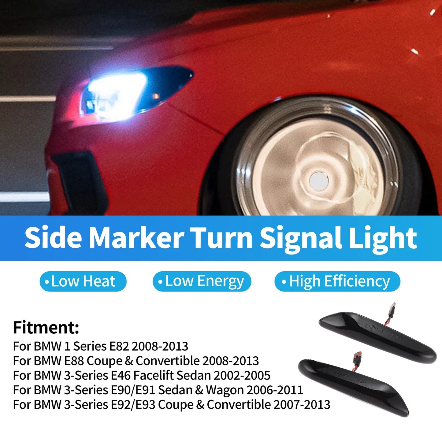 LED Turn Signal Lights for BMW 1 Series E82 (2008–2013) - Waterproof Assembly