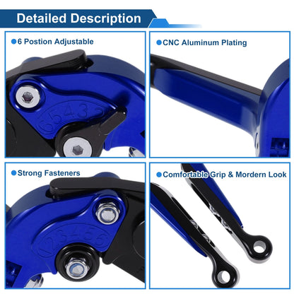 Short Long Brake Clutch Lever for Kawasaki ZZR600 (2005–2009) Blue Black