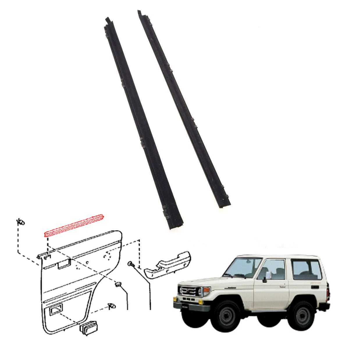 Rear Door Glass Inner Weatherstrip for Toyota Land Cruiser (GRJ76 HZJ76 VDJ79)