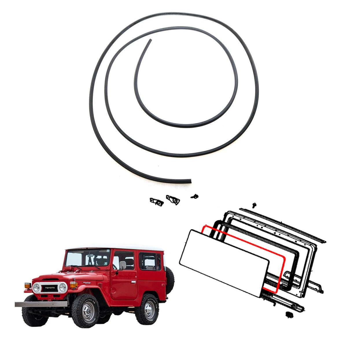 Windshield Weatherstrip for Toyota Land Cruiser BJ40 FJ40 FJ43 FJ45 HJ45 (1975–1984)