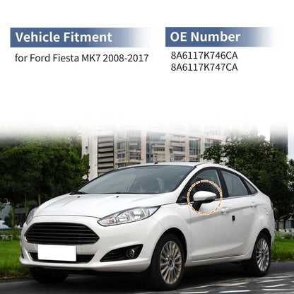 Set of 2 Mirror Cover Caps for Ford Fiesta MK7 (2008–2017)