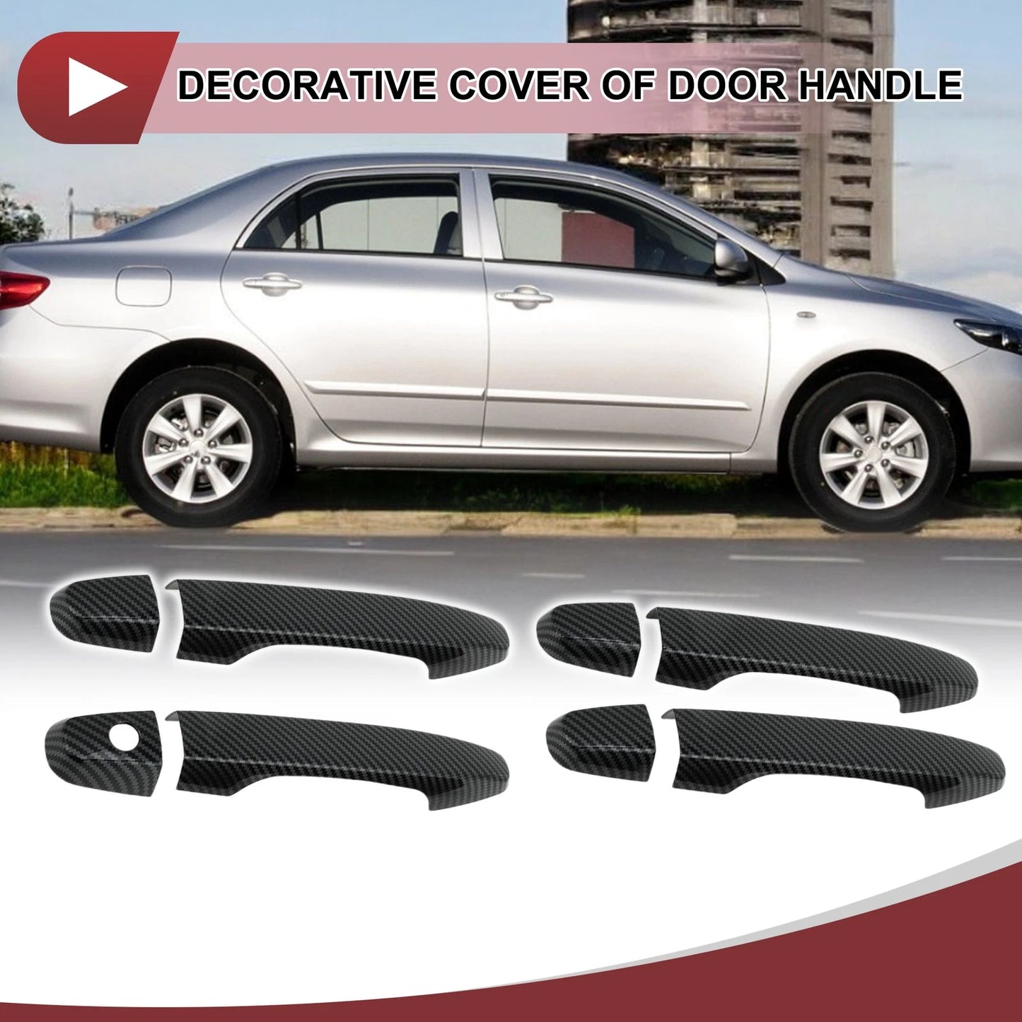 Set of 4 Car Door Handle Covers for Honda CR-V (2012–2016) Black ABS
