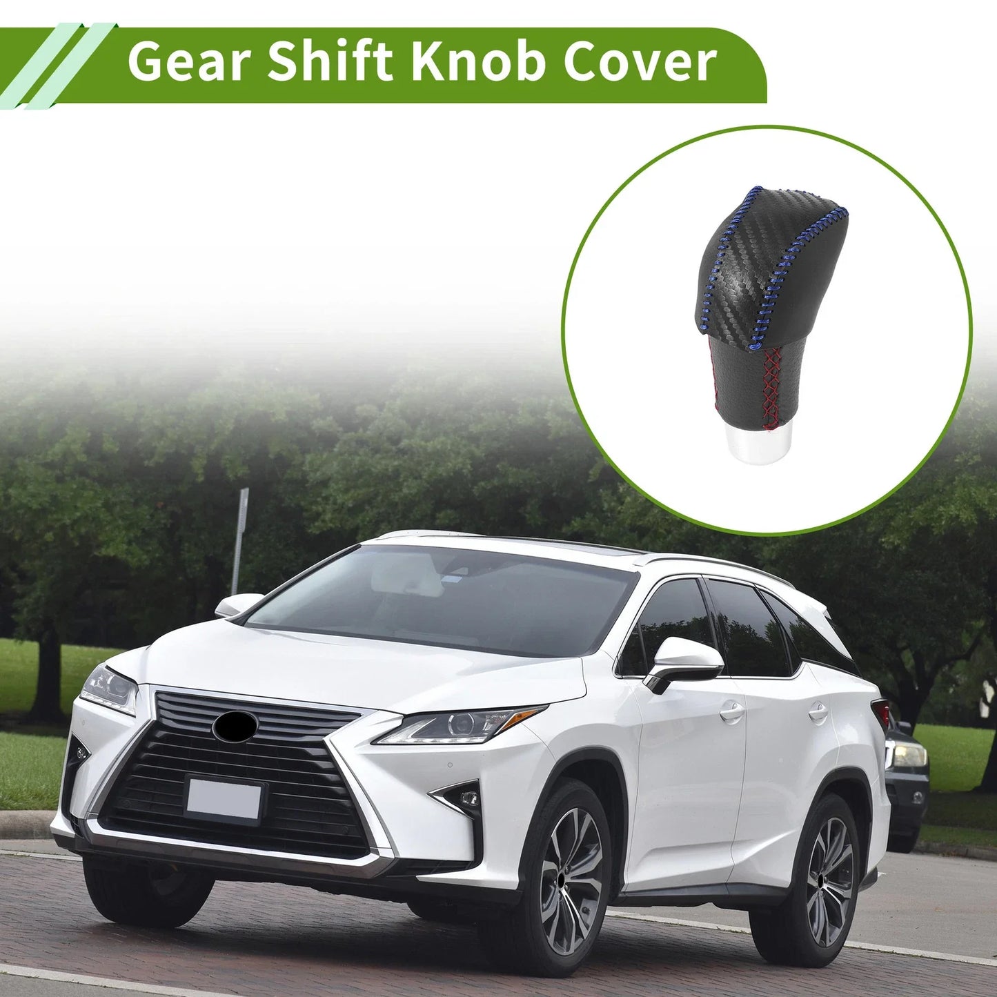 Car Gear Shift Knob Cover for Lexus RX350 2023-2024 Black Microfiber Leather