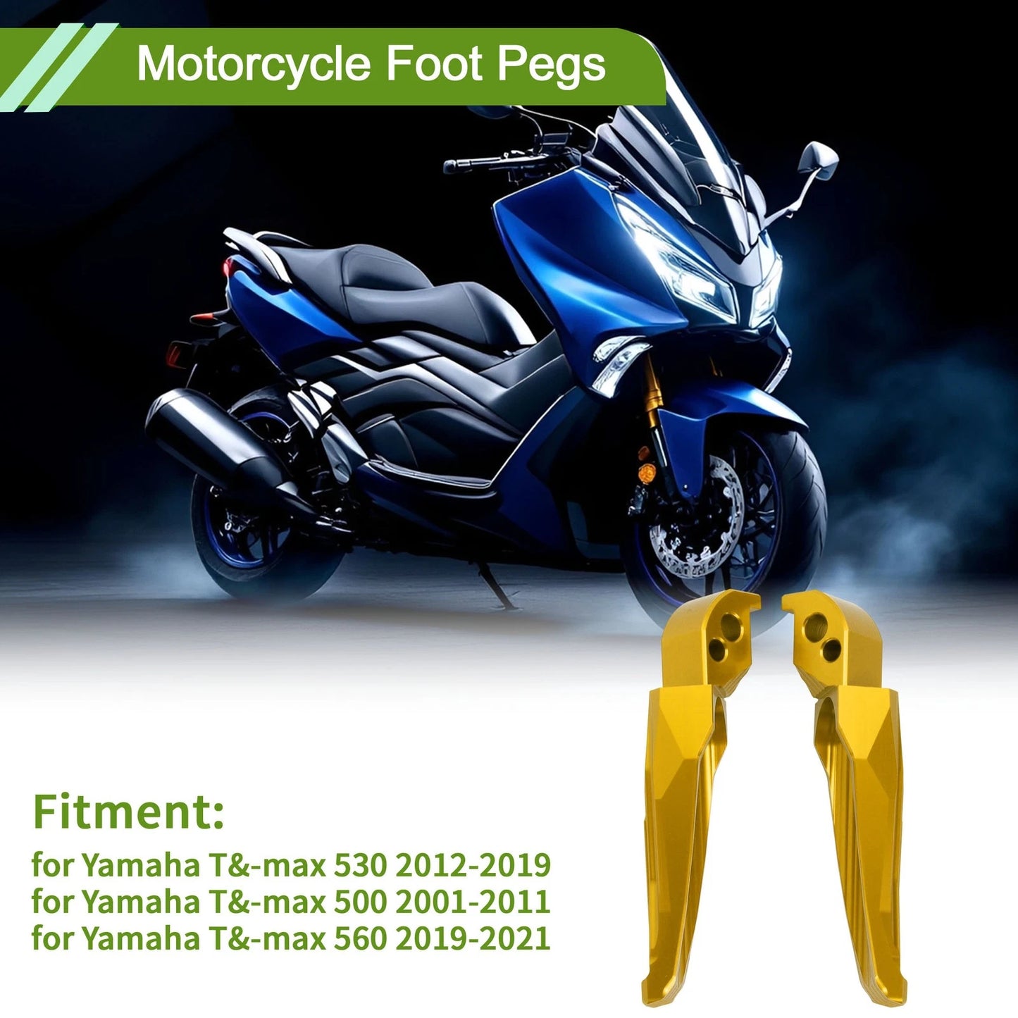 Foot Pegs for Yamaha T-Max 530 (2012–2019) - Gold Tone, 1 Pair