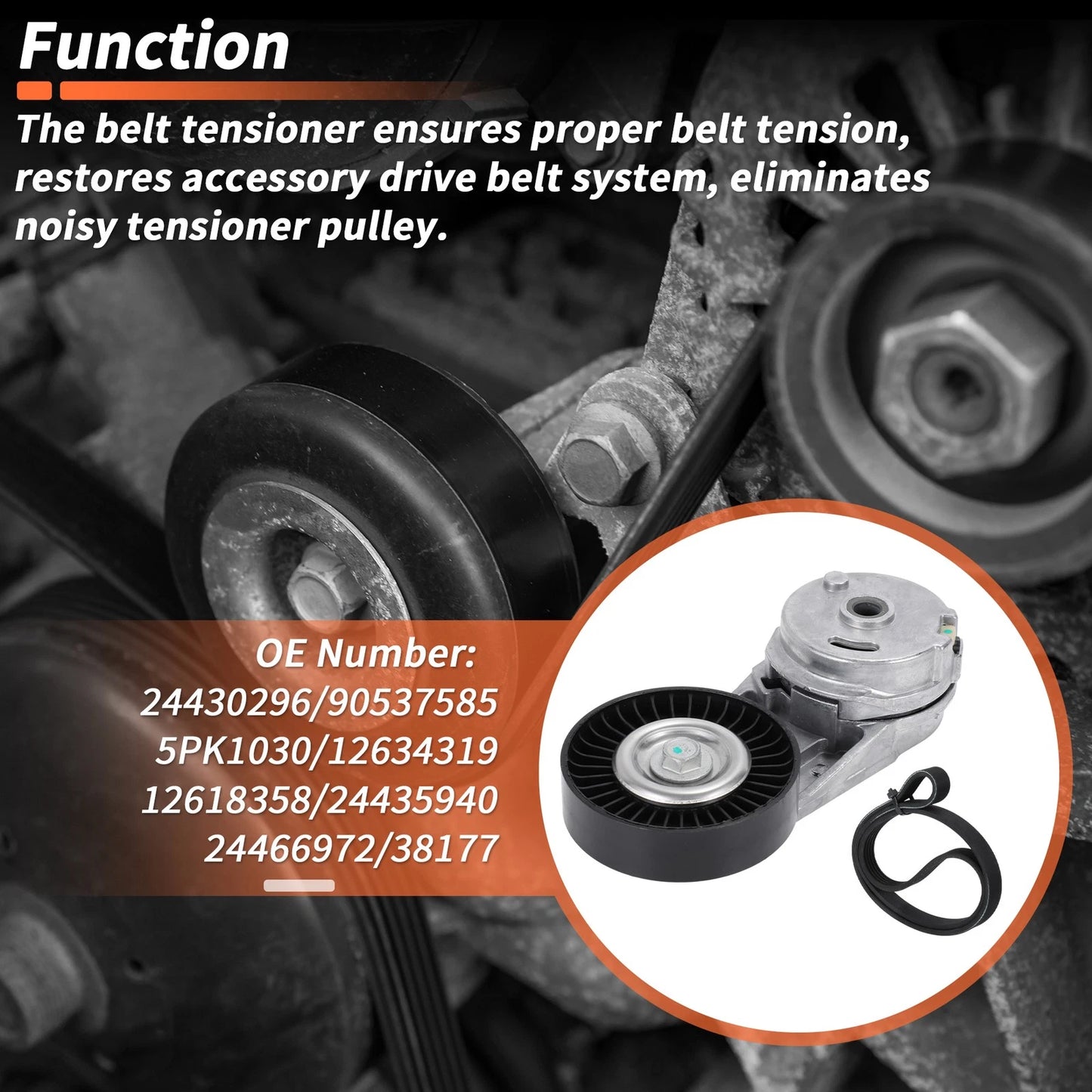 Set of 2 Drive Belt Tensioner Kit for Chevrolet Cobalt (2005–2010) 2.0L 4 Cyl
