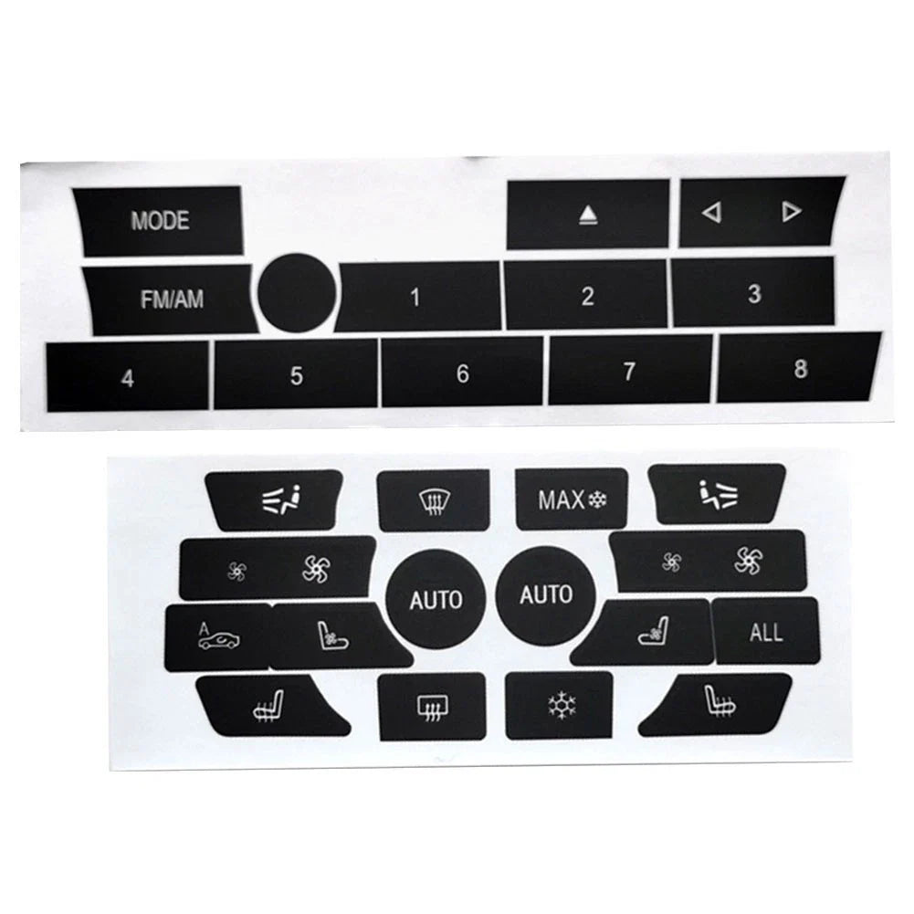 2 x Button Repair Stickers for BMW 7 Series F02 AC/Radio Controls (2009–2012)