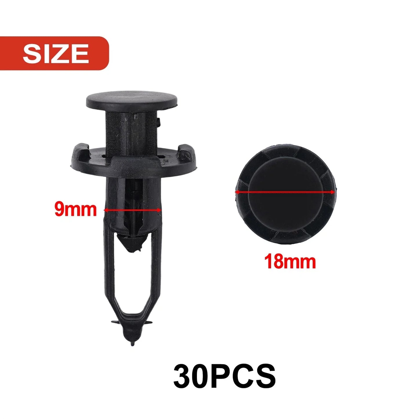 Rivets / 30x 9mm / Push Type Retainer Fastener Bumper Pin Clips for Toyota