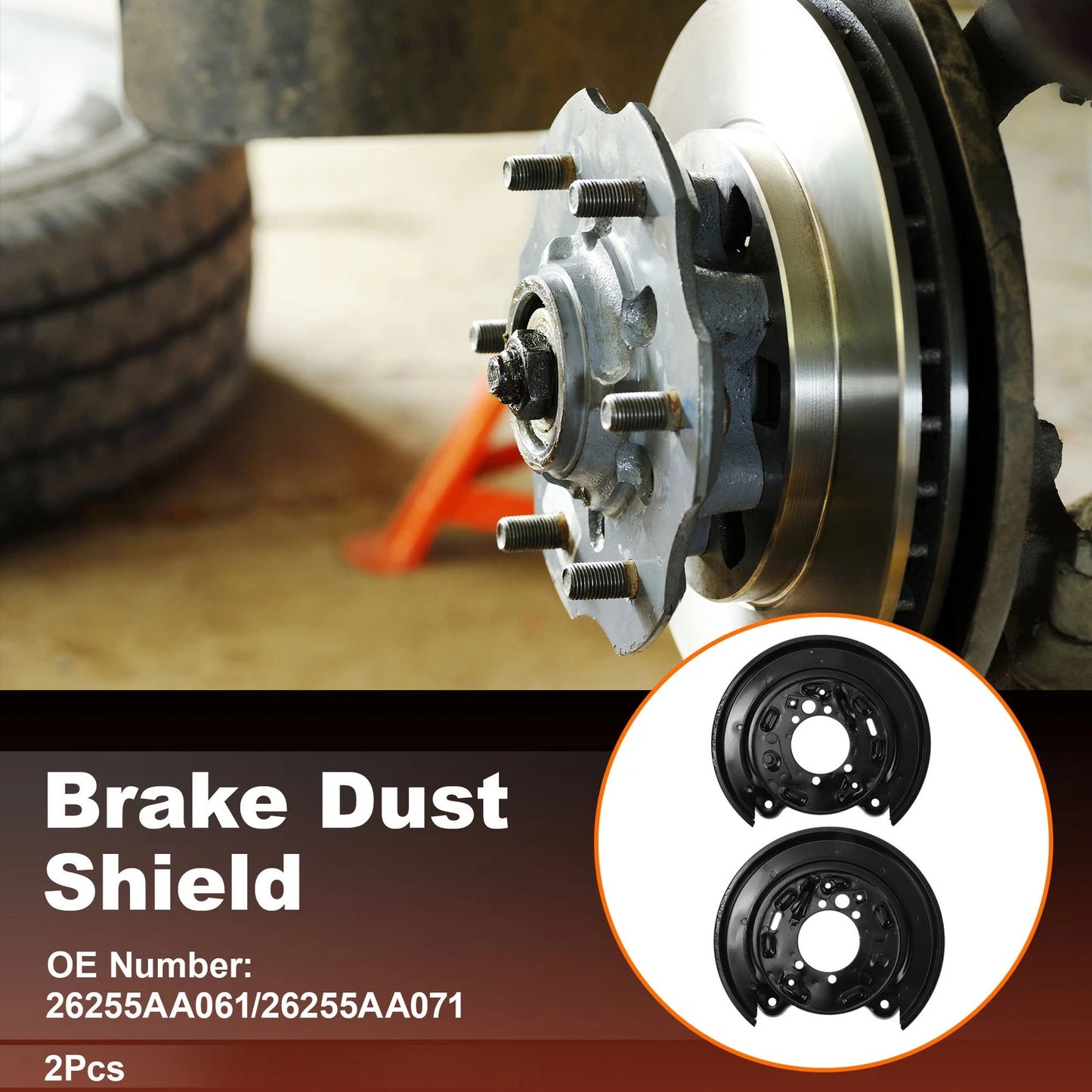 Set of 2 Wheel Brake Dust Shields for Subaru Forester (2014–2018) 26255AA061/26255AA071