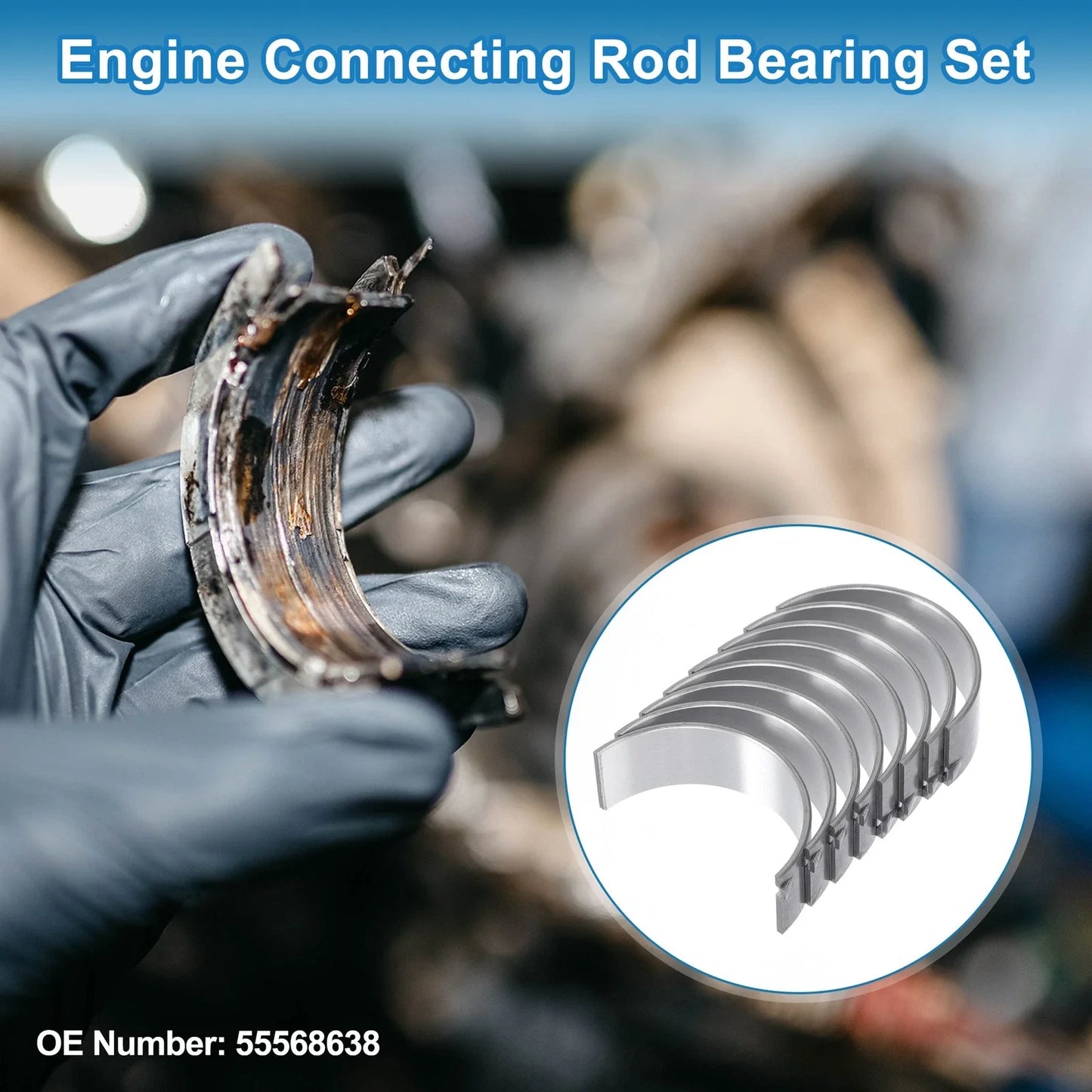 Connecting Rod Bearing Set for Chevrolet Cruze (2011-2016) - 8 Pcs Metal
