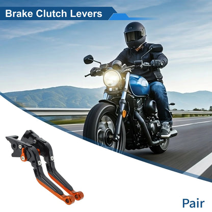 Brake Clutch Levers for Kawasaki Z250SL (2016–2017) Black Handle Orange End